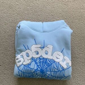 Sp5der Light Blue Sweatshirt with Graphic